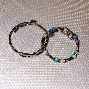 Alex & ani women’s bracelet vintage sixty six wrap bangle bead  set silver metal